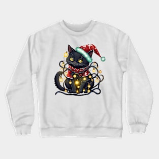 Christmas Cat With Lighting Crewneck Sweatshirt